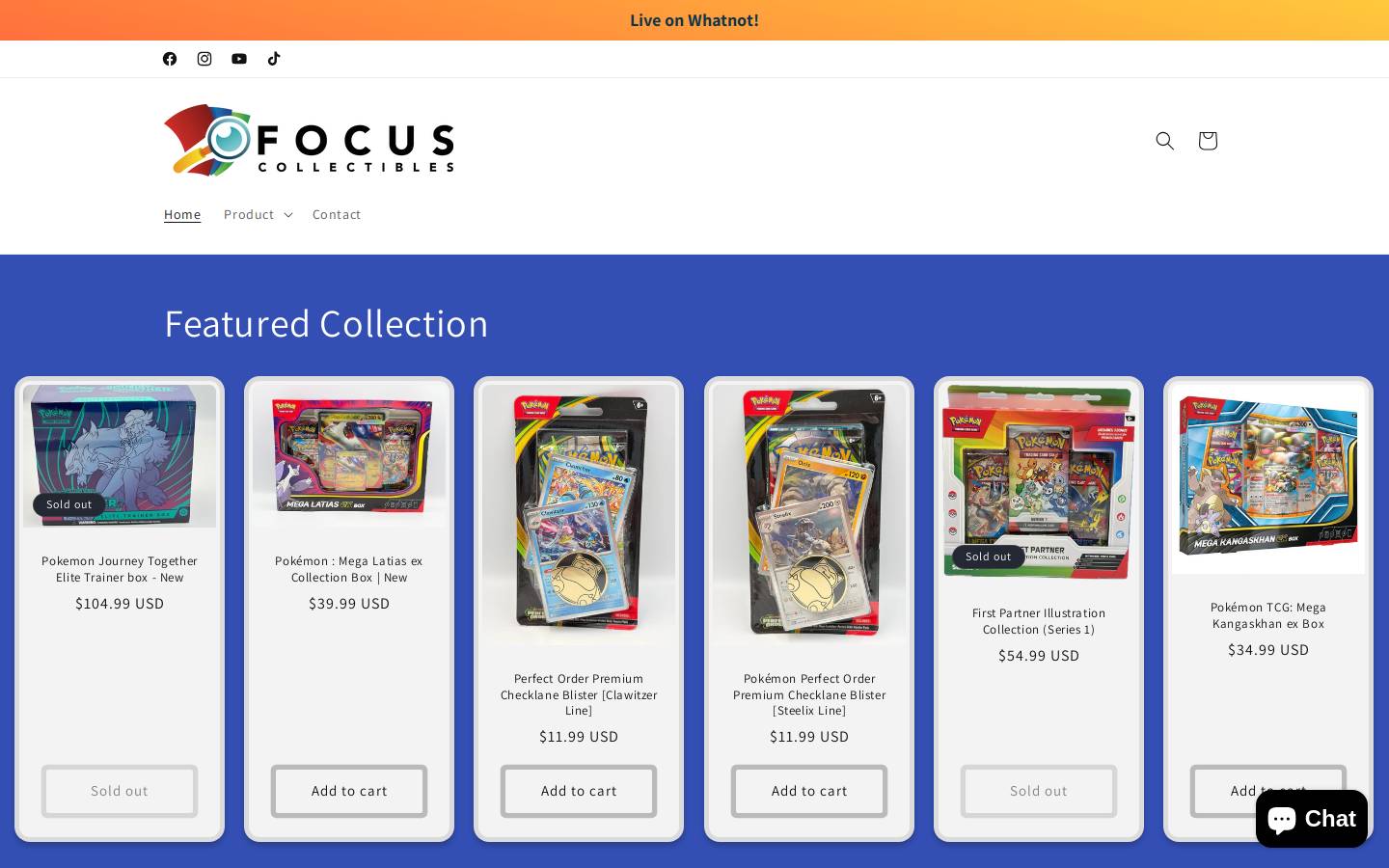 focuscollectibles.com homepage screenshot