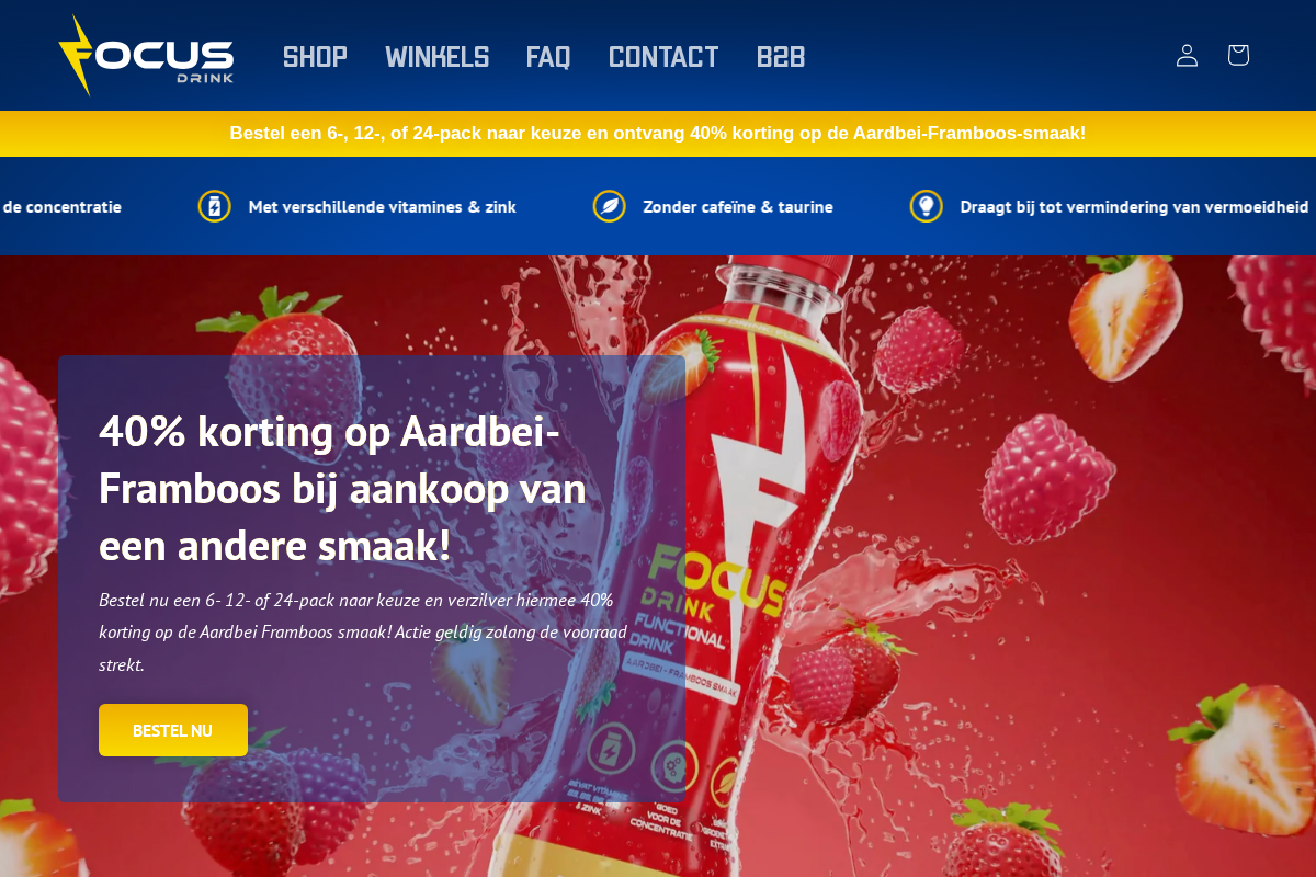 Focus Drink® homepage screenshot