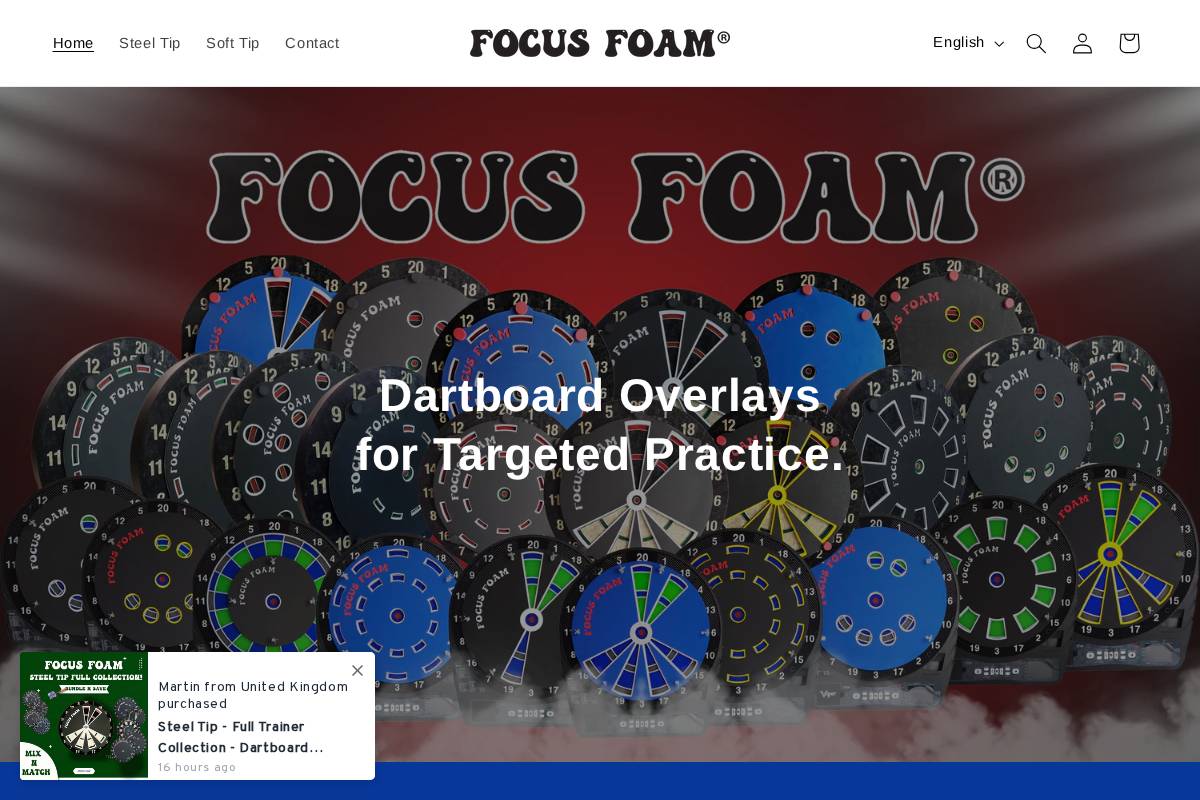 focusfoamdarts.com homepage screenshot