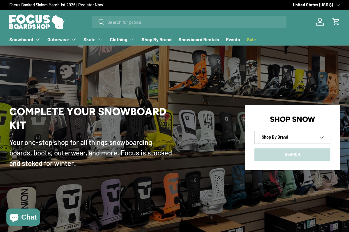 Focus Boardshop homepage screenshot