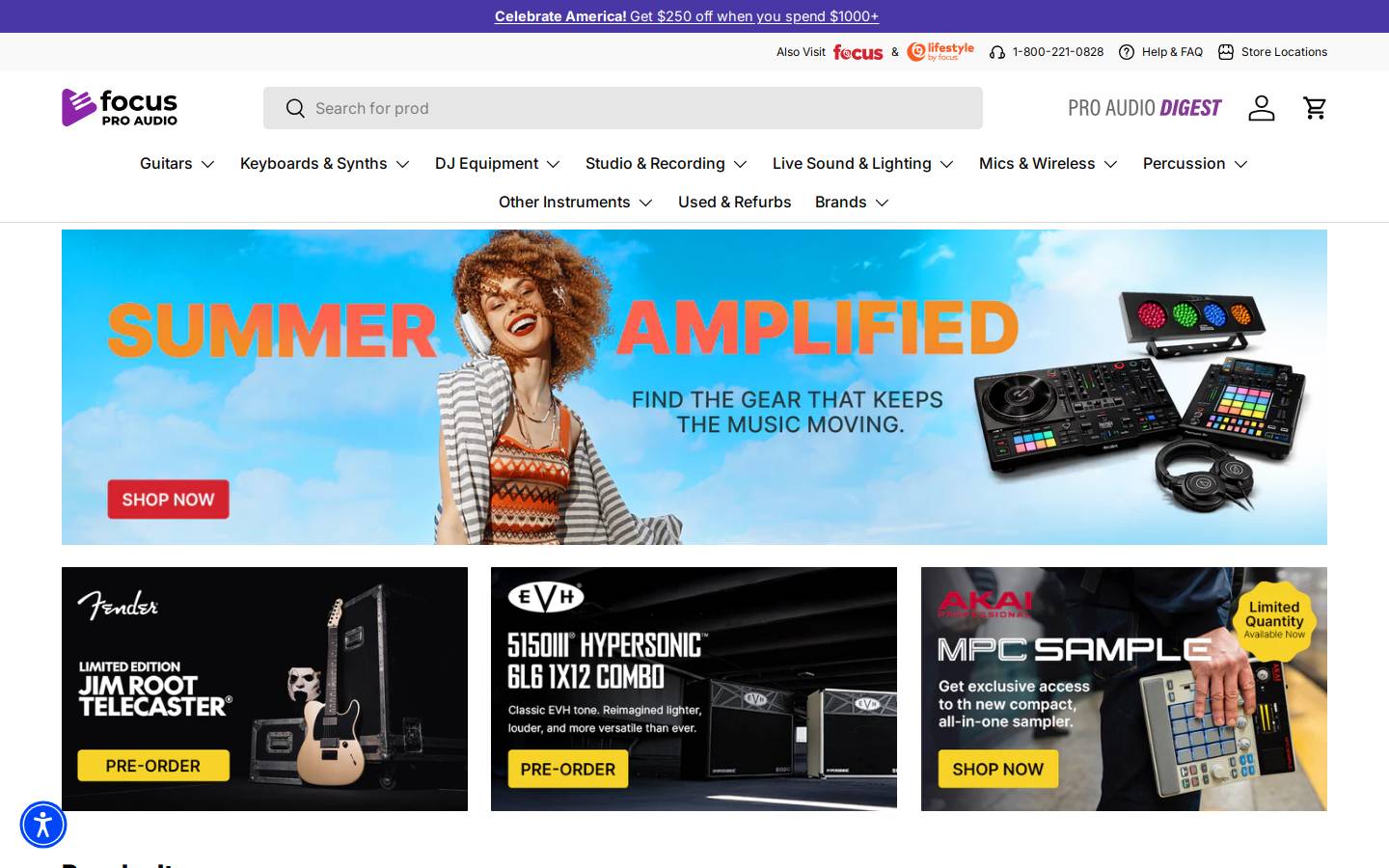 focusproaudio.com homepage screenshot