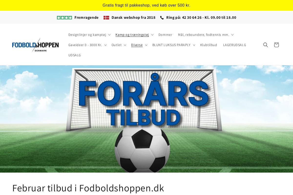 Fodboldshoppen homepage screenshot
