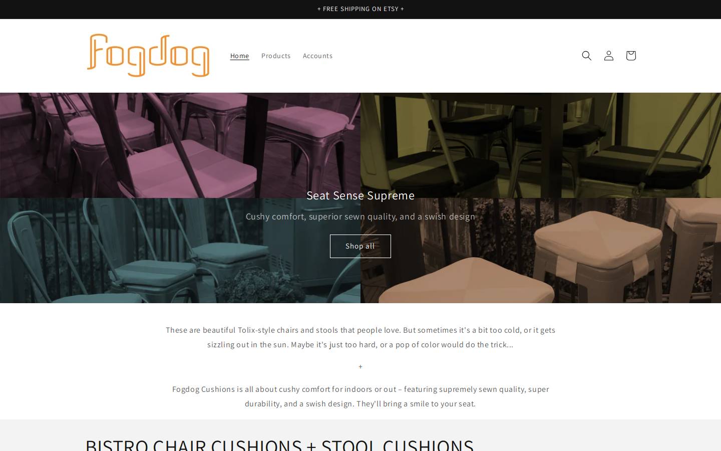 fogdogcushions.com homepage screenshot