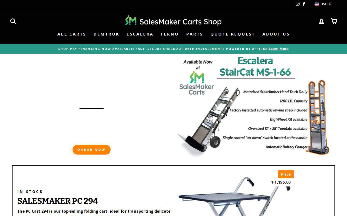 foldingcarts.com homepage screenshot