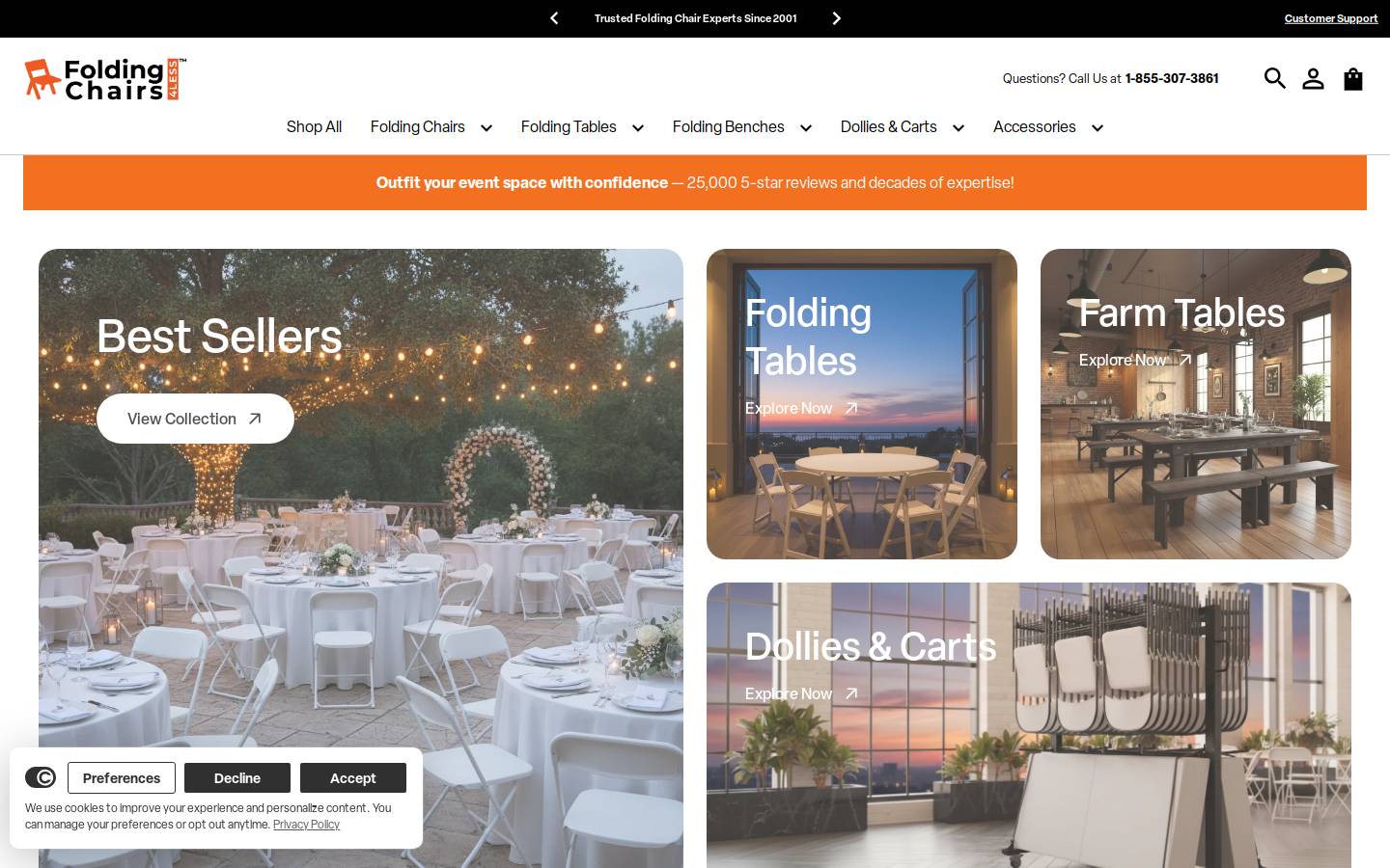foldingchairs4less.com homepage screenshot