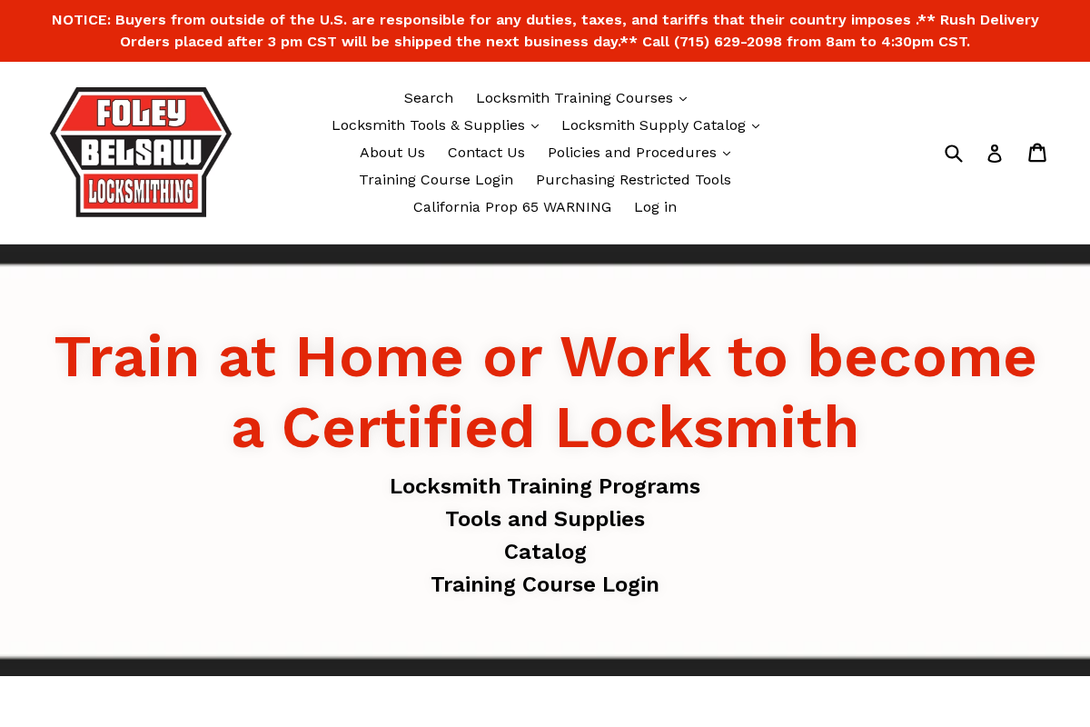 Foley-Belsaw Locksmithing homepage screenshot