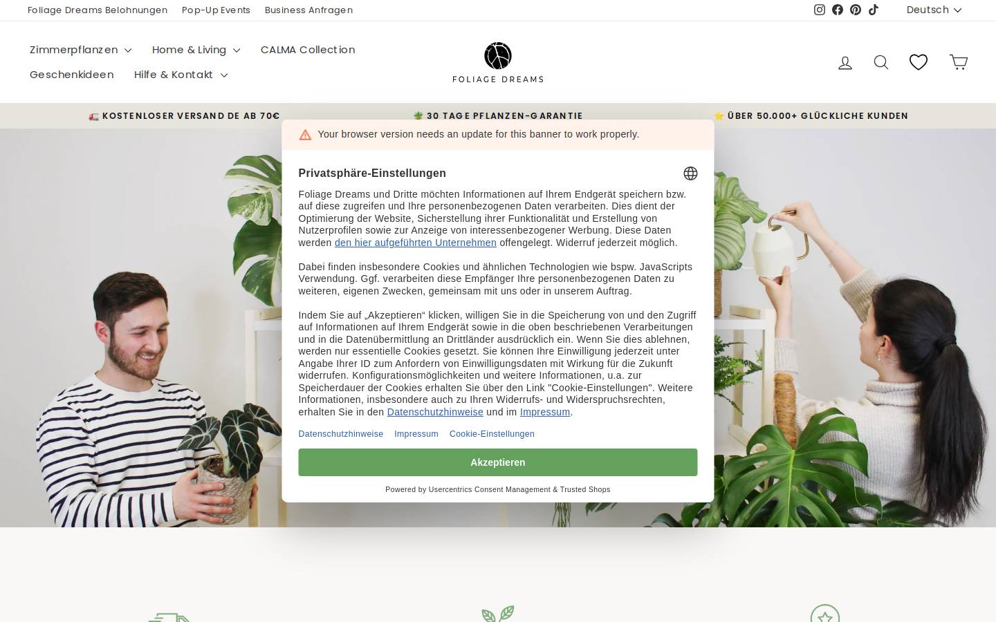 Foliage Dreams homepage screenshot