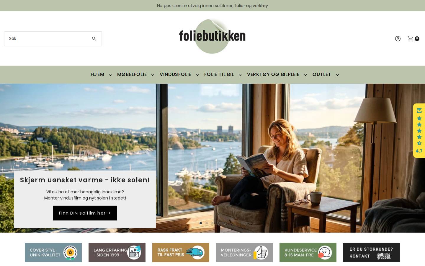 Foliebutikken homepage screenshot