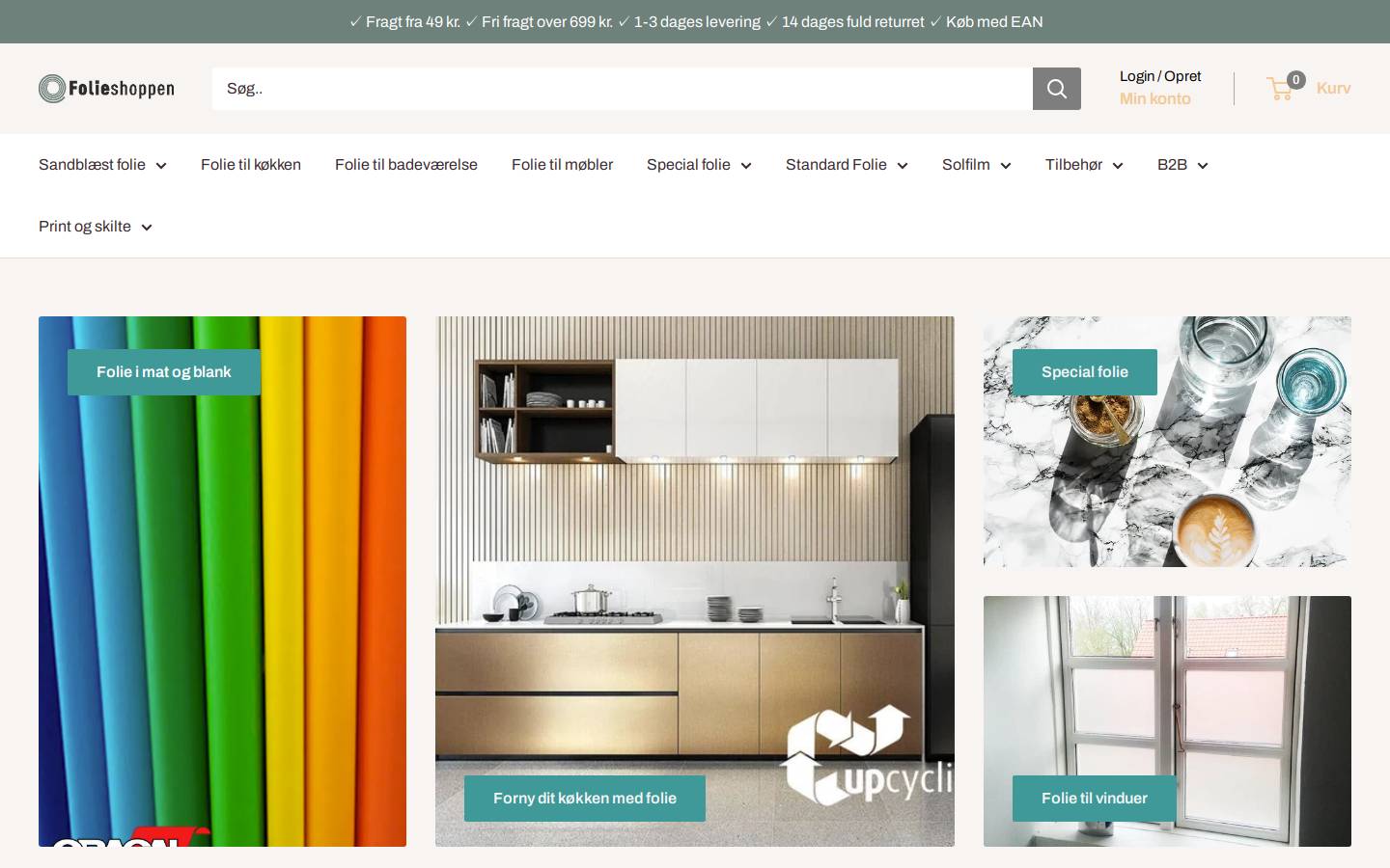 Folieshoppen homepage screenshot