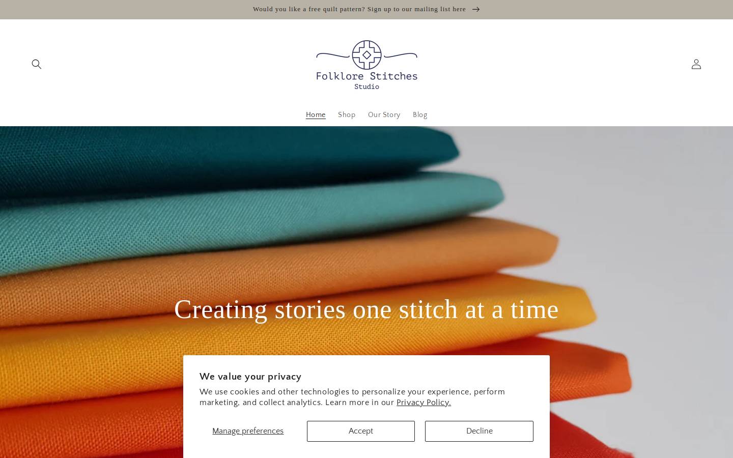 folklorestitches.com homepage screenshot