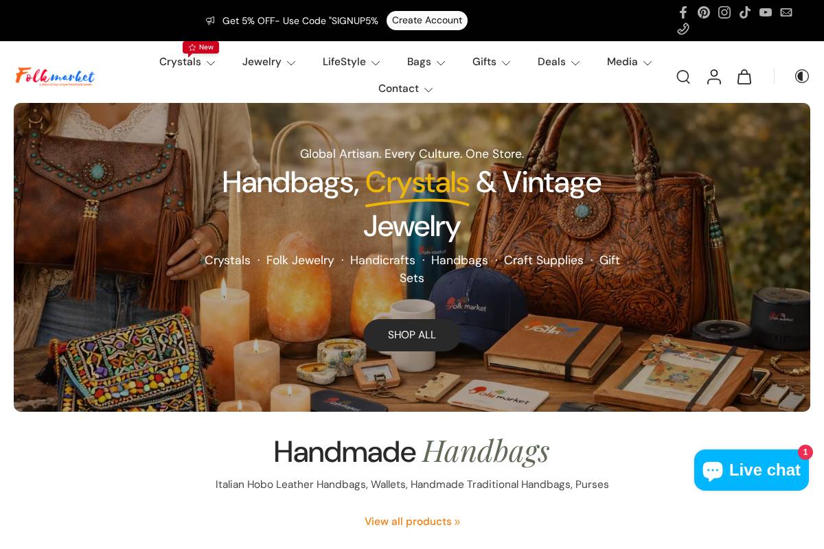 Folkmarket.com (Jewelry Crystal Craft Store) homepage screenshot