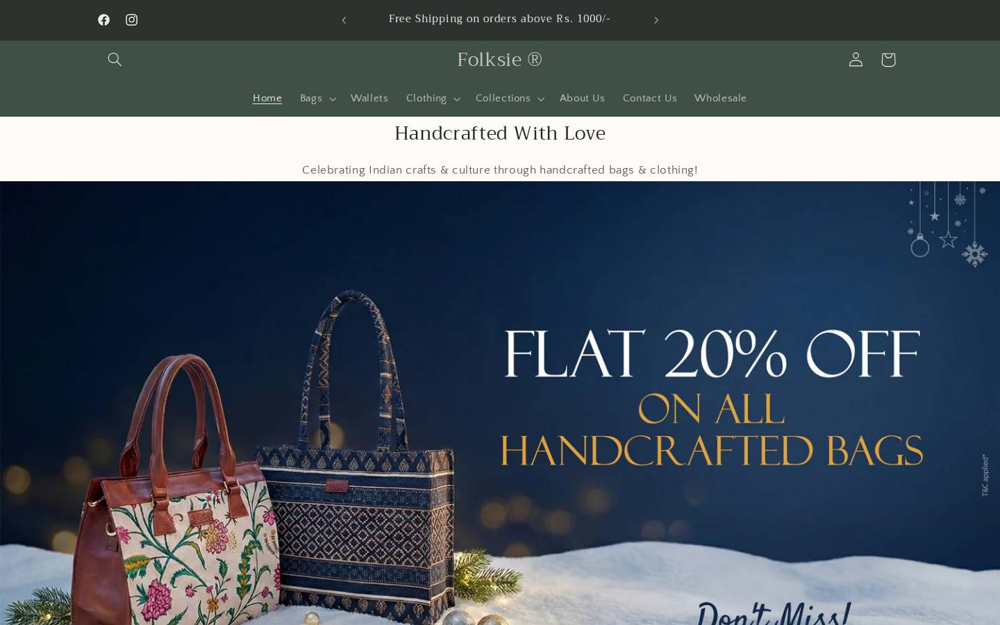 folksiestore.com homepage screenshot