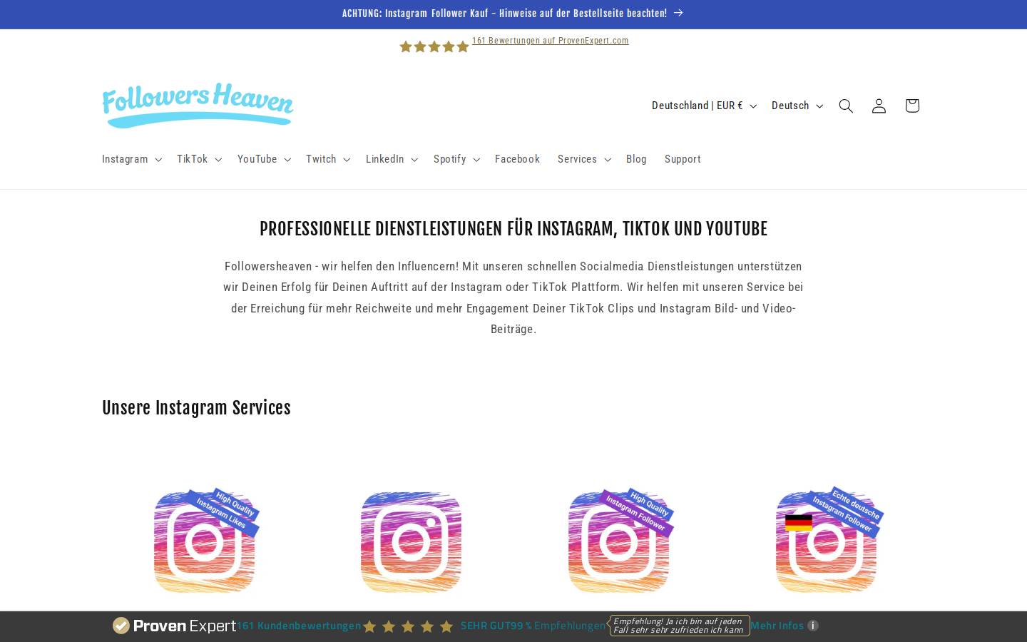 followersheaven.com homepage screenshot