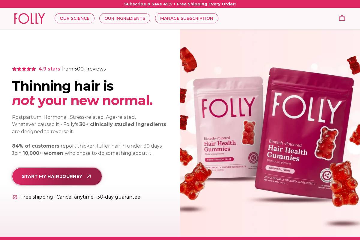 Folly Nutrition homepage screenshot