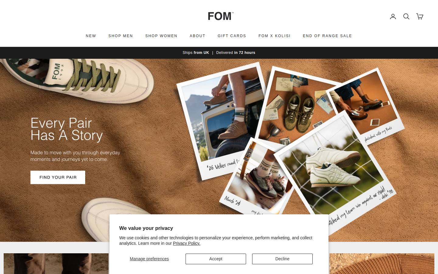 fombrand.com homepage screenshot