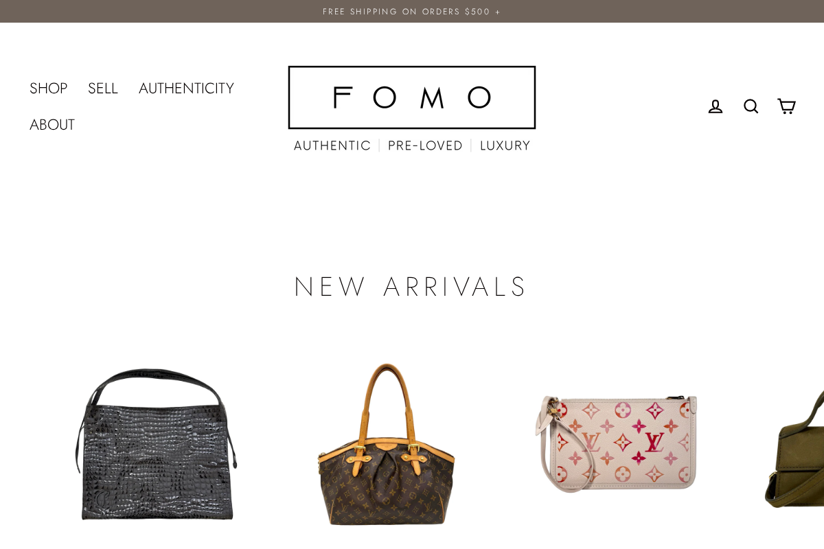 fomoluxury.com homepage screenshot