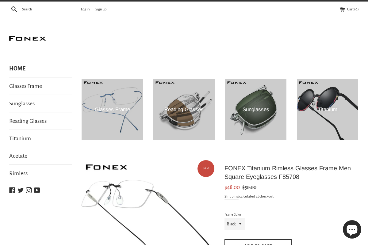 FONEX-Eyeglasses homepage screenshot