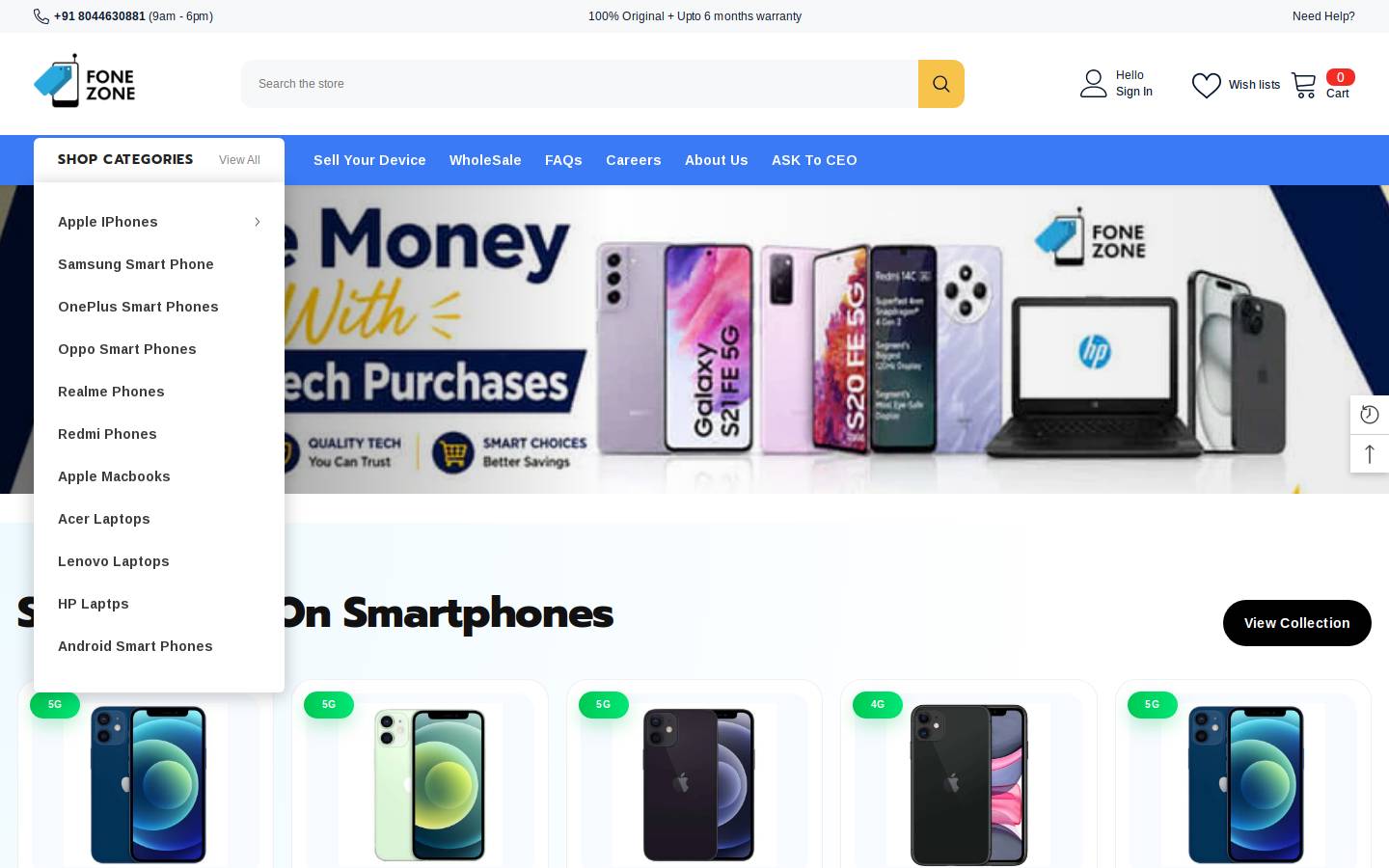 fonezone.com homepage screenshot