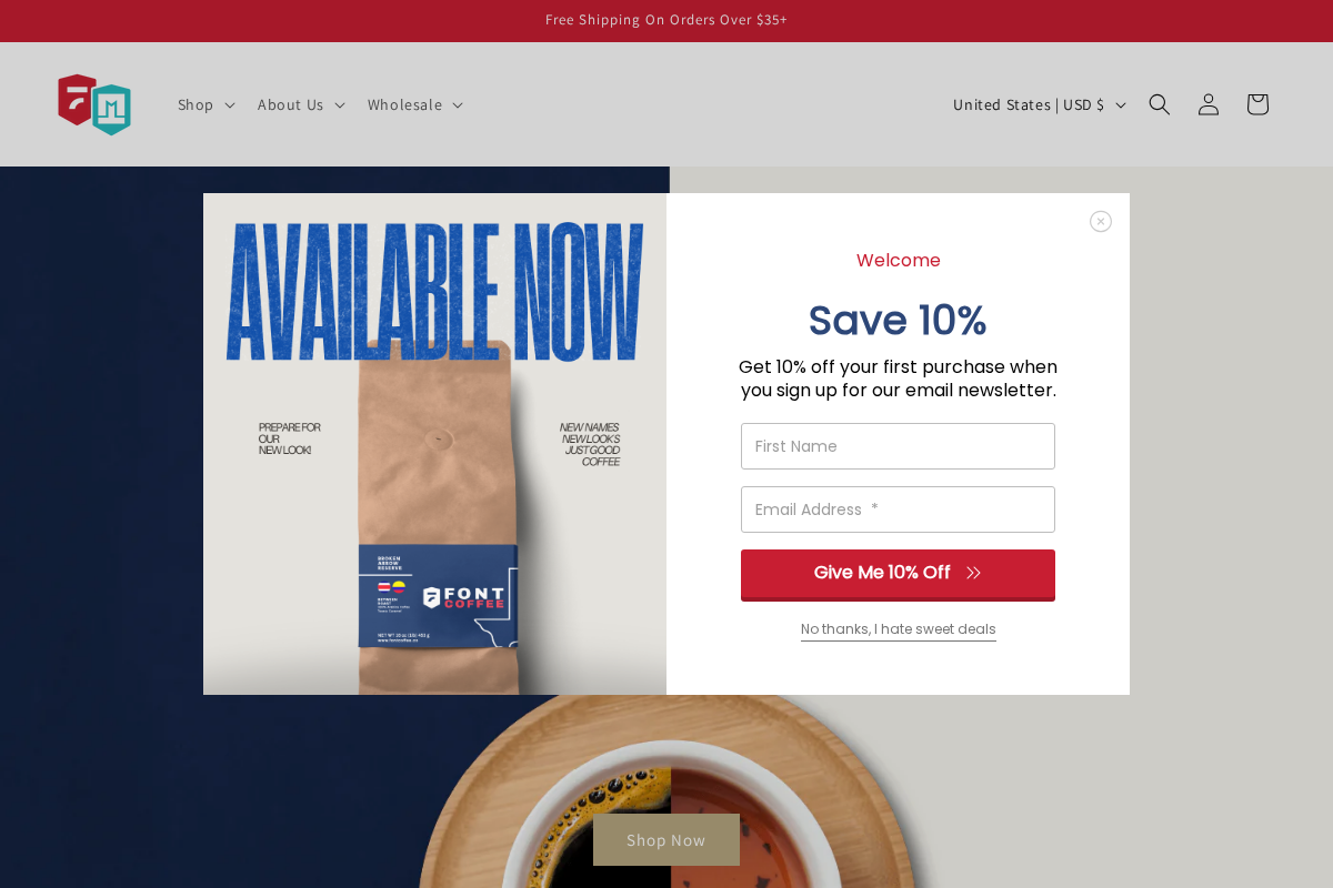 Font Coffee Roasters homepage screenshot