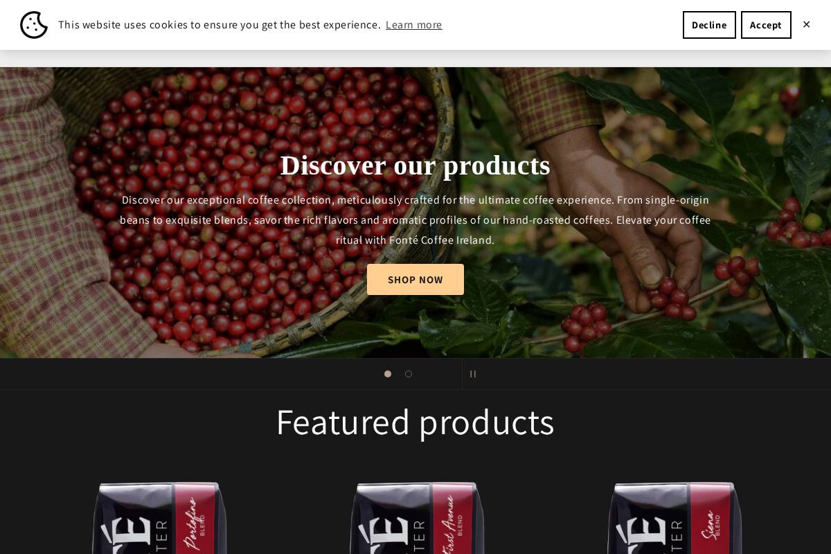 fontecoffee.ie homepage screenshot