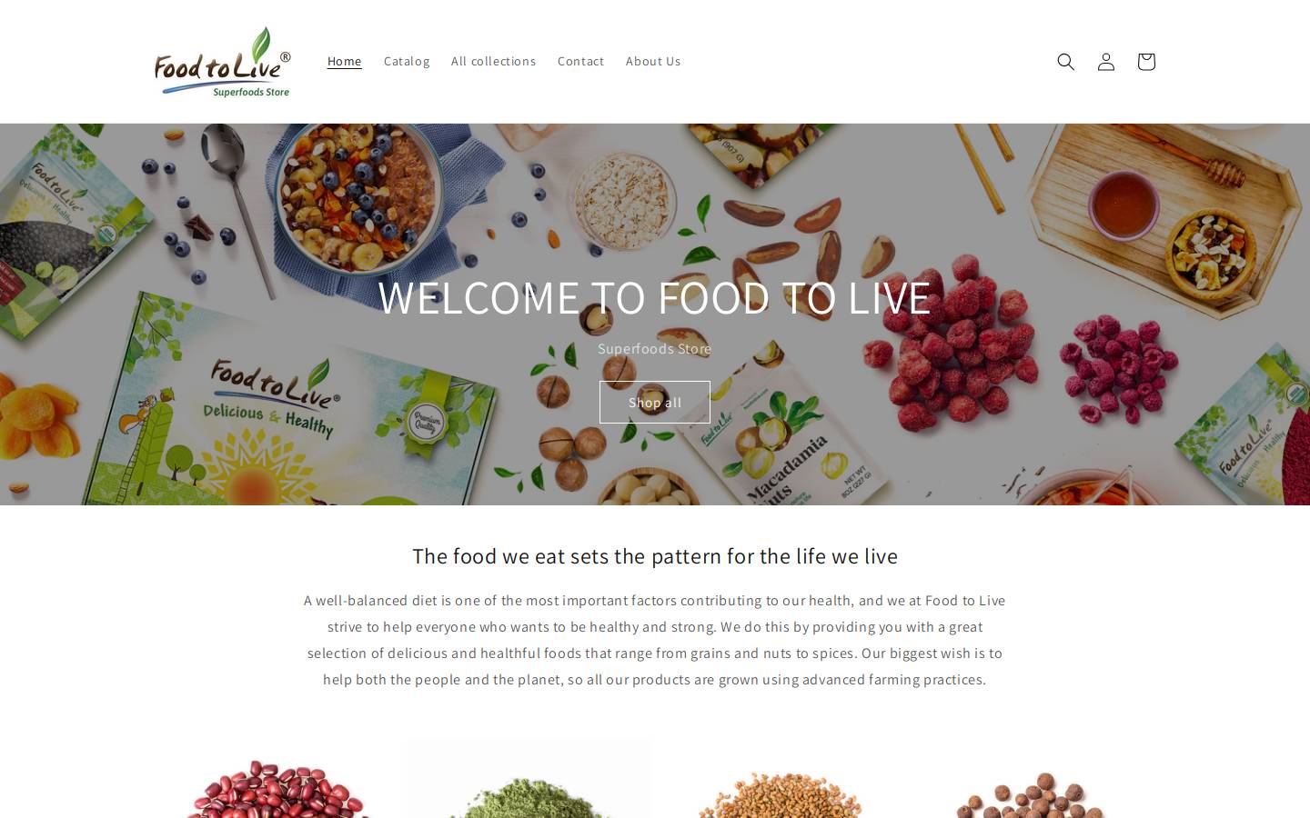 food2live.com homepage screenshot