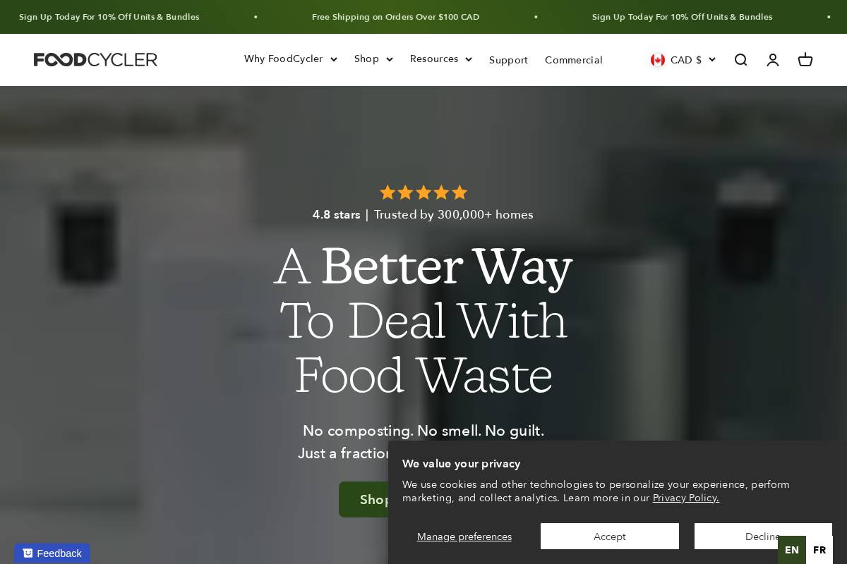 foodcycler.com homepage screenshot