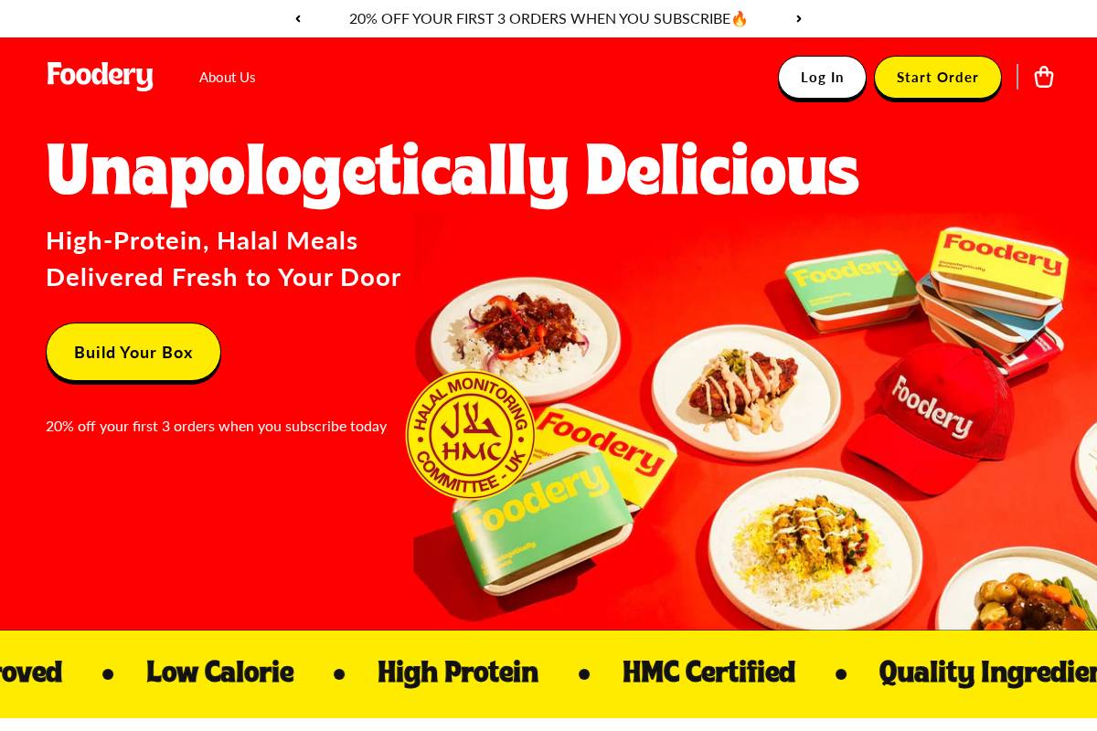 Foodery homepage screenshot