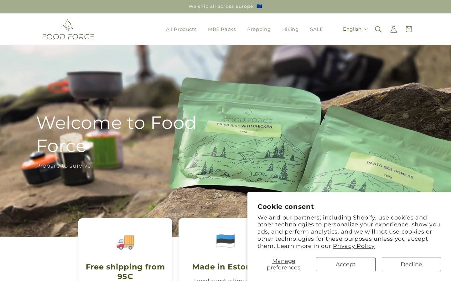 foodforceshop.com homepage screenshot