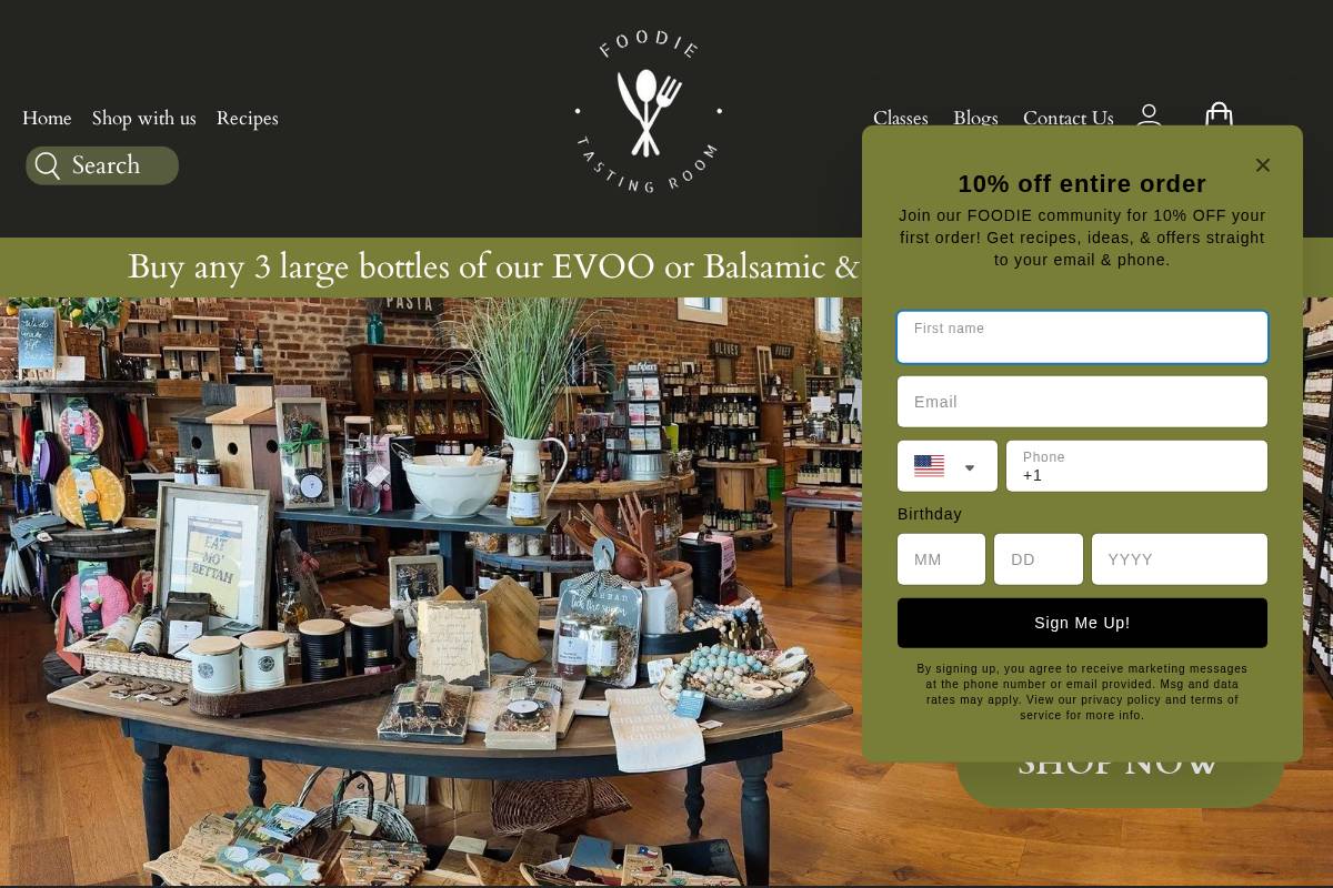 foodietastingroom.com homepage screenshot