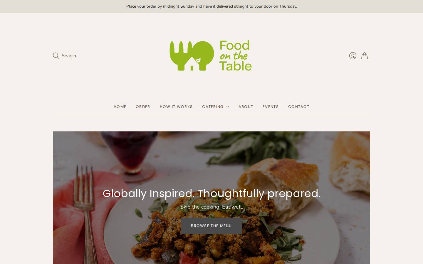 Foodonthetable homepage screenshot