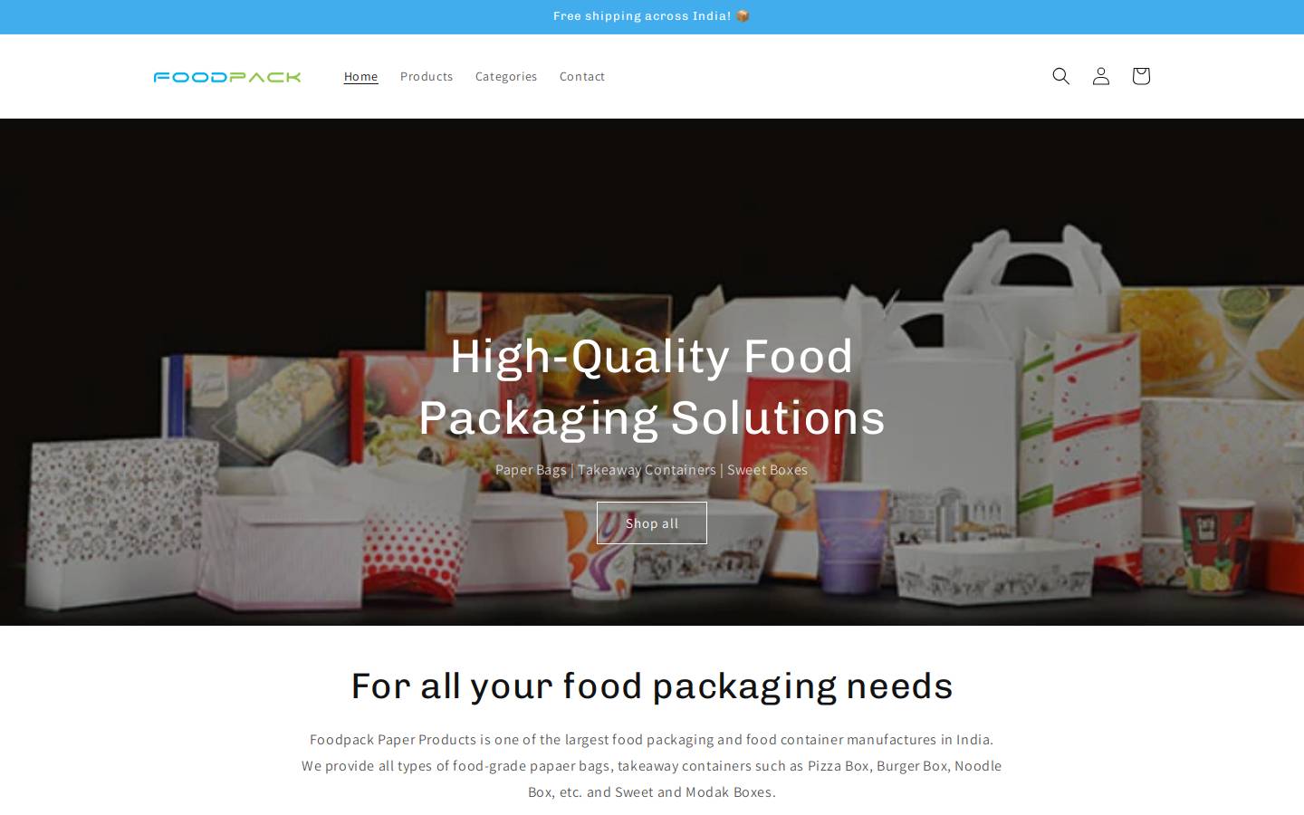 foodpack.in homepage screenshot