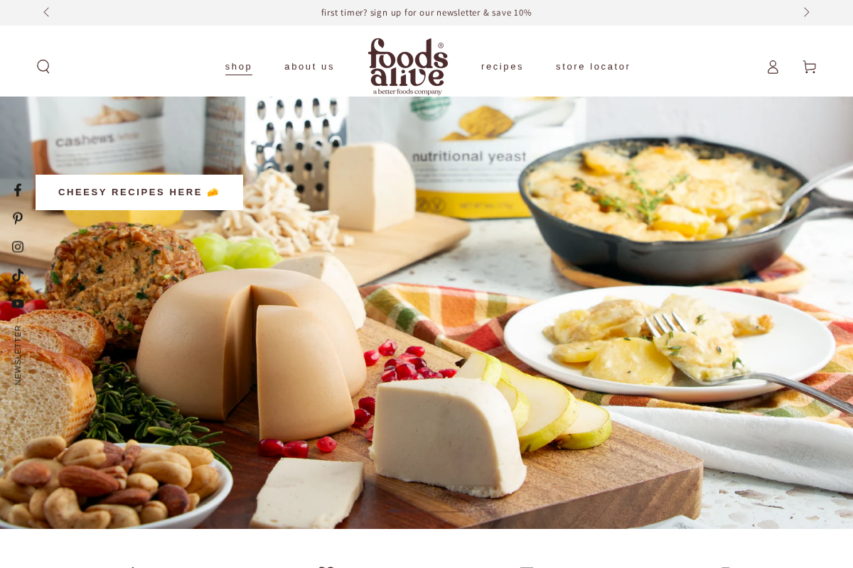 Foods Alive homepage screenshot