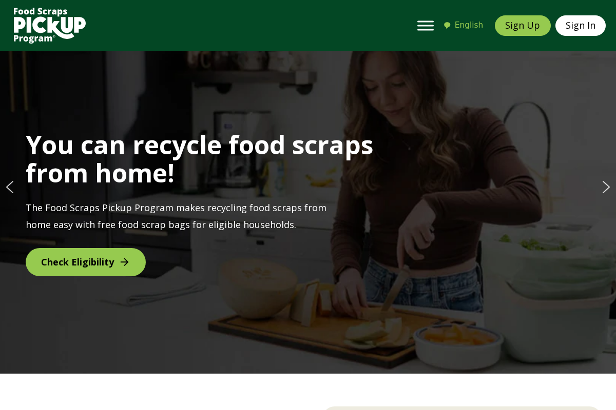 foodscrapspickup.com homepage screenshot