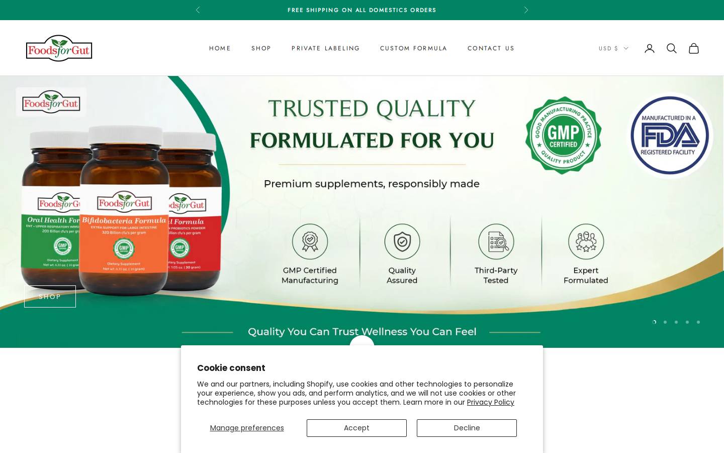 Foodsforgut homepage screenshot