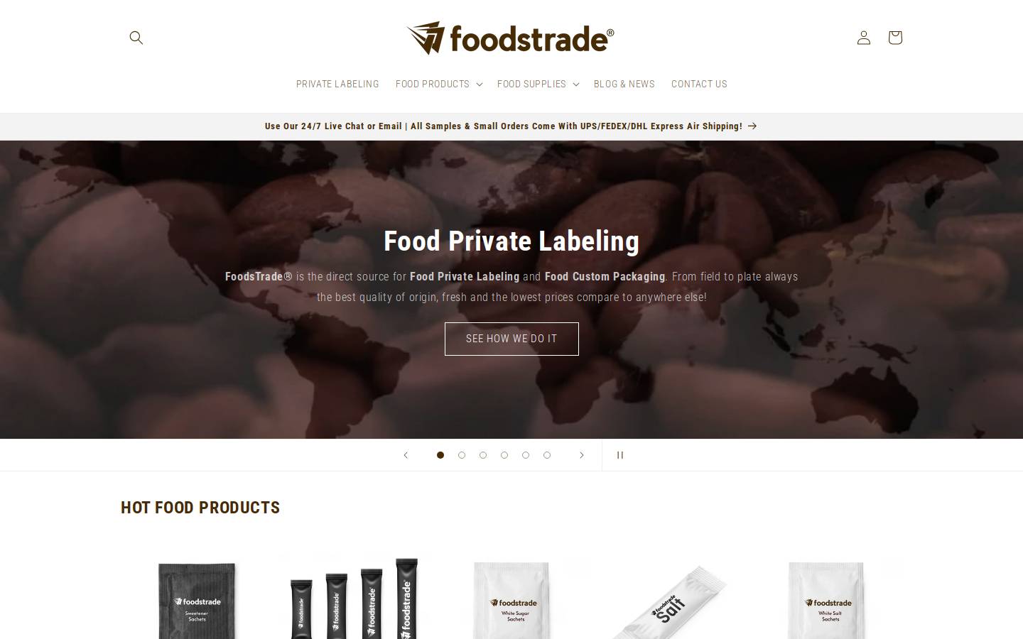 foodsfortrade.com homepage screenshot