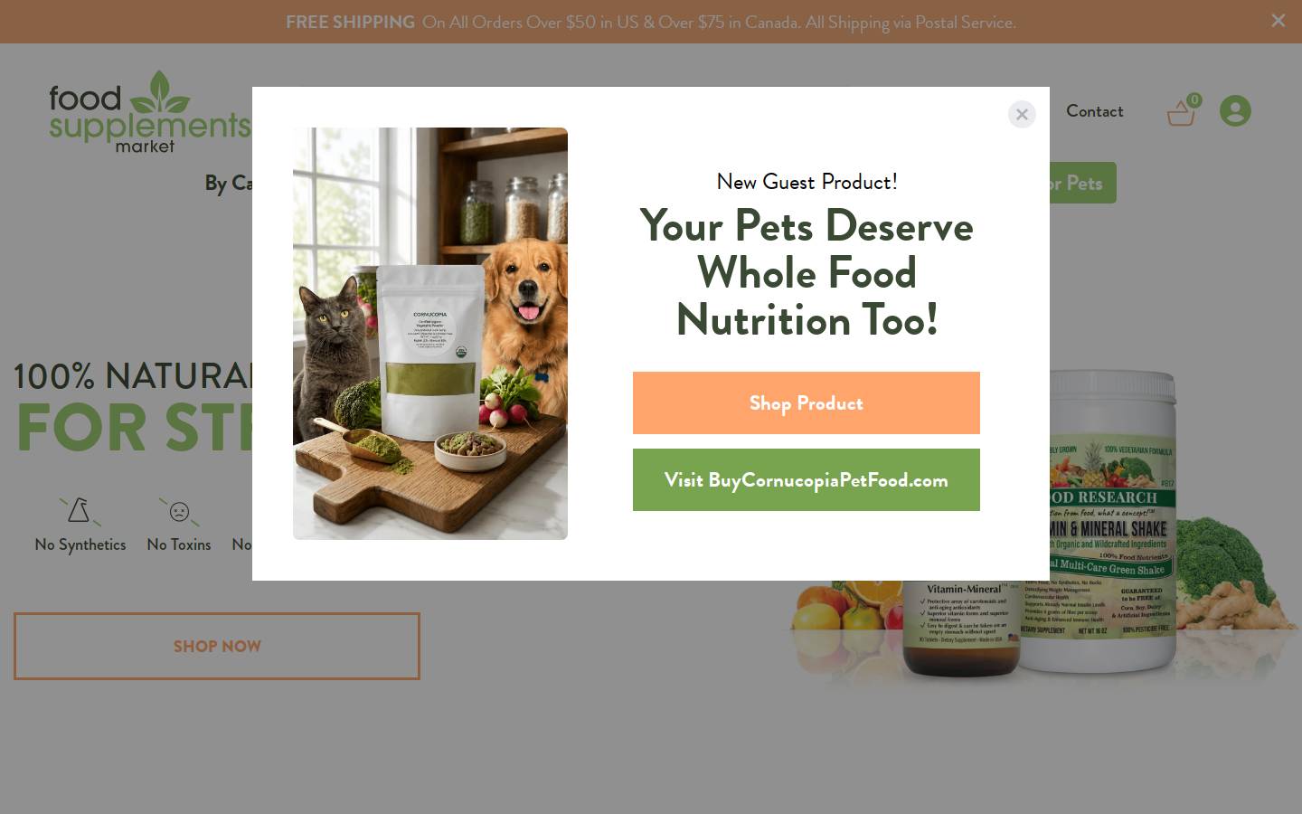 Foodsupplementsmarket homepage screenshot