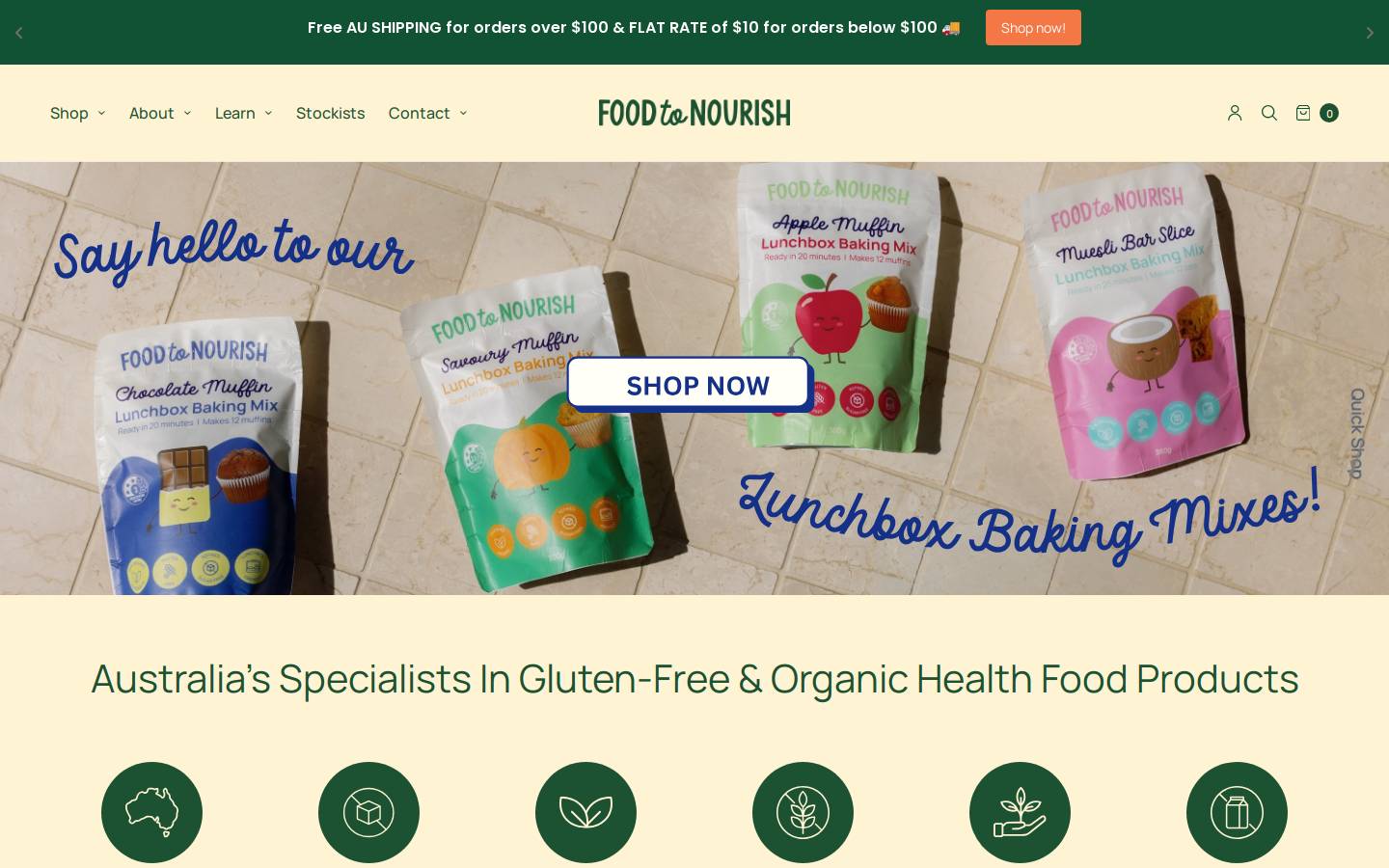 foodtonourish.com.au homepage screenshot