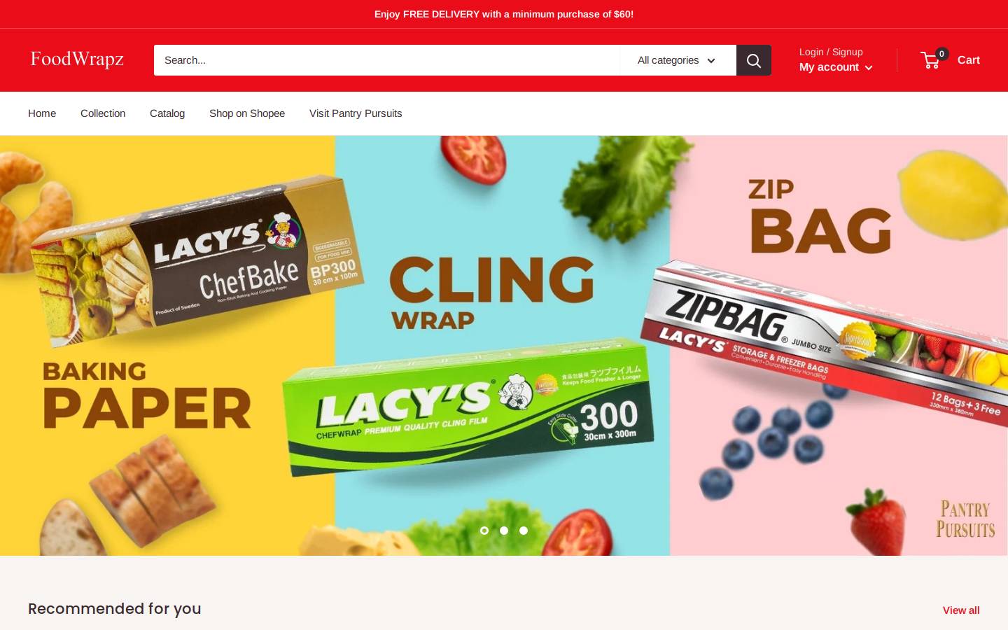 foodwrapz.com homepage screenshot