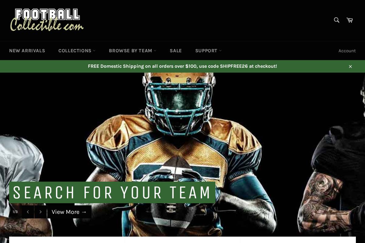 footballcollectible.com homepage screenshot