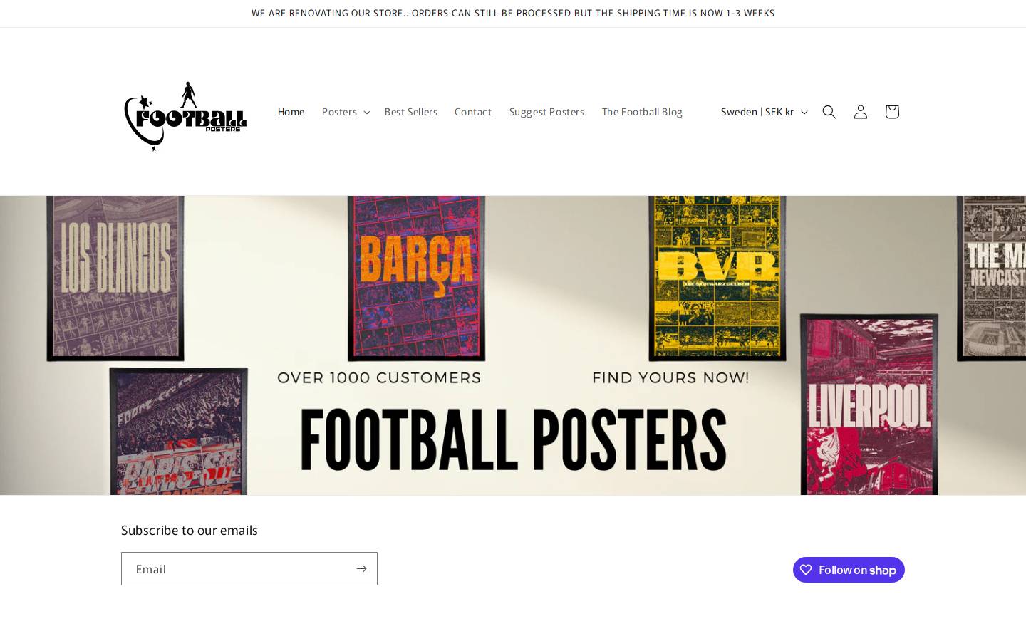 Footballposters homepage screenshot