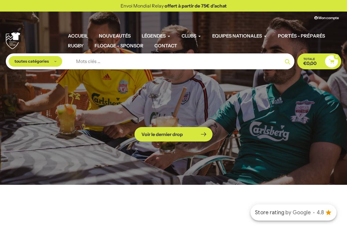 Footballshirtvintage homepage screenshot