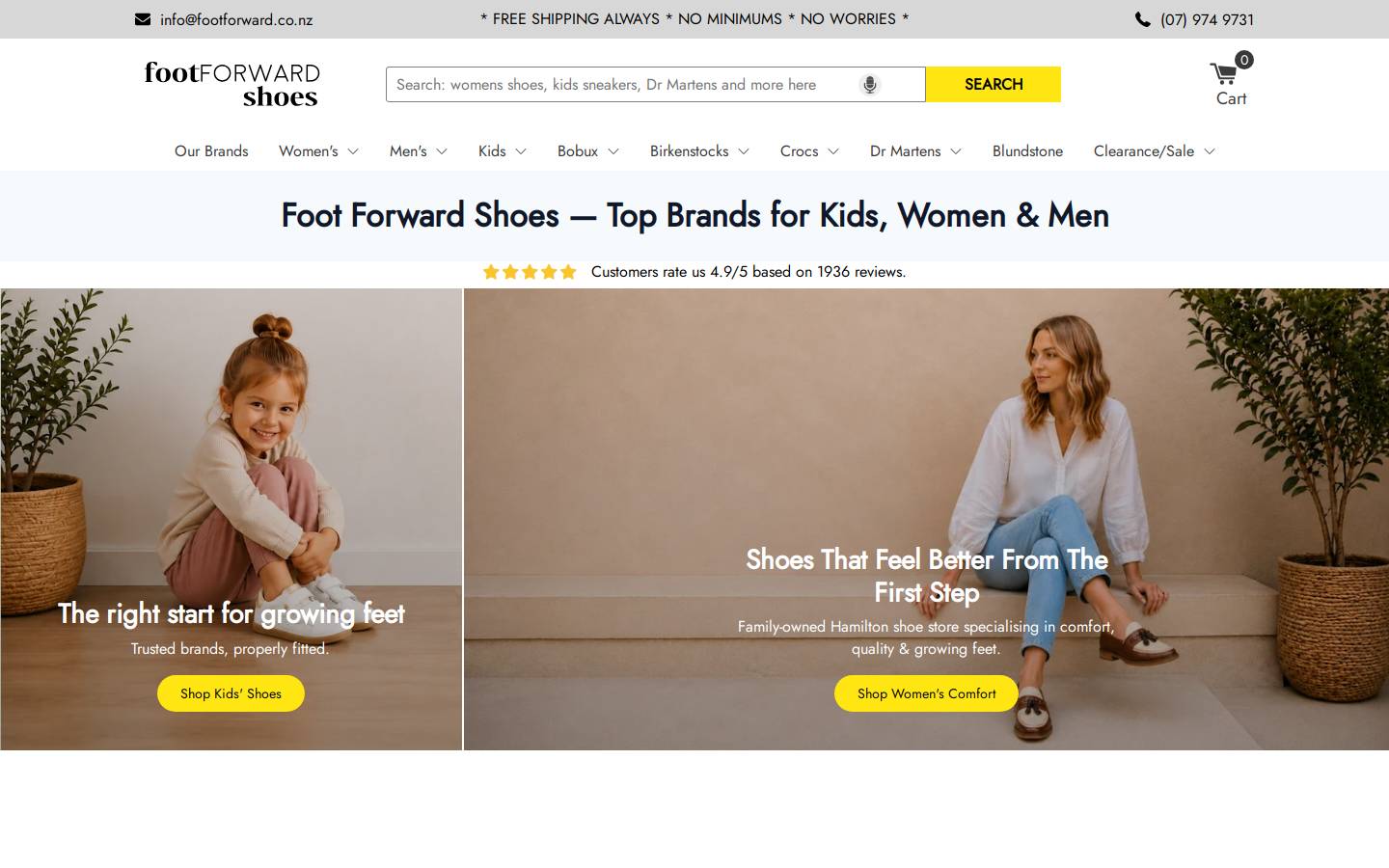 footforward.co.nz homepage screenshot