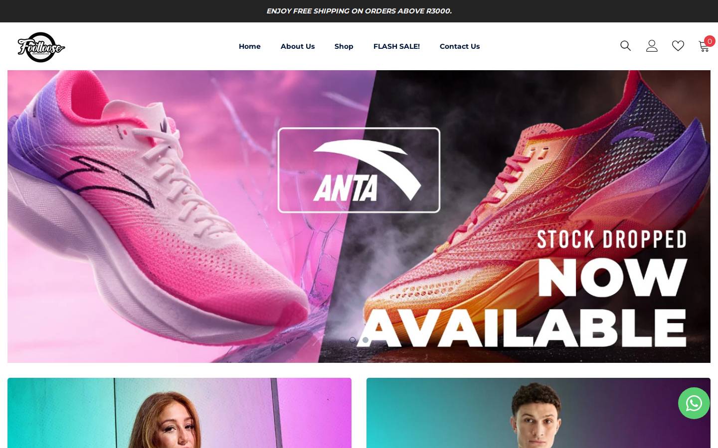 Footloosesa homepage screenshot