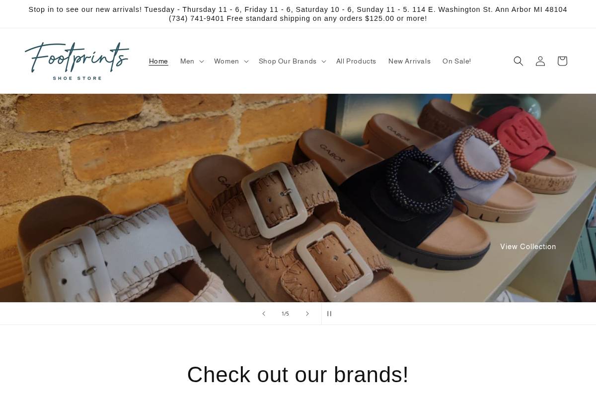 footprintsannarbor.com homepage screenshot