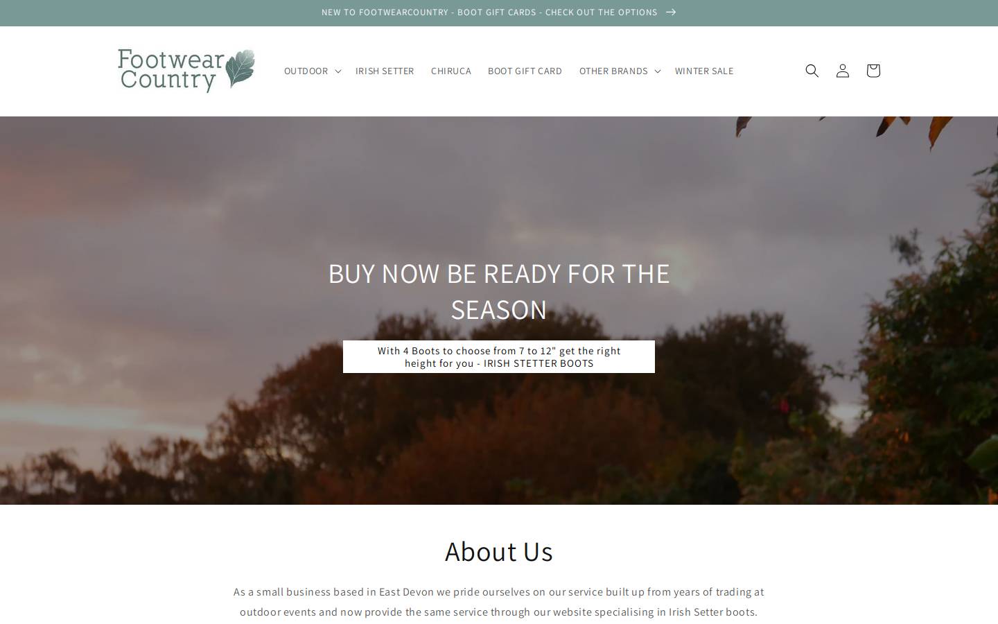 Footwear Country homepage screenshot