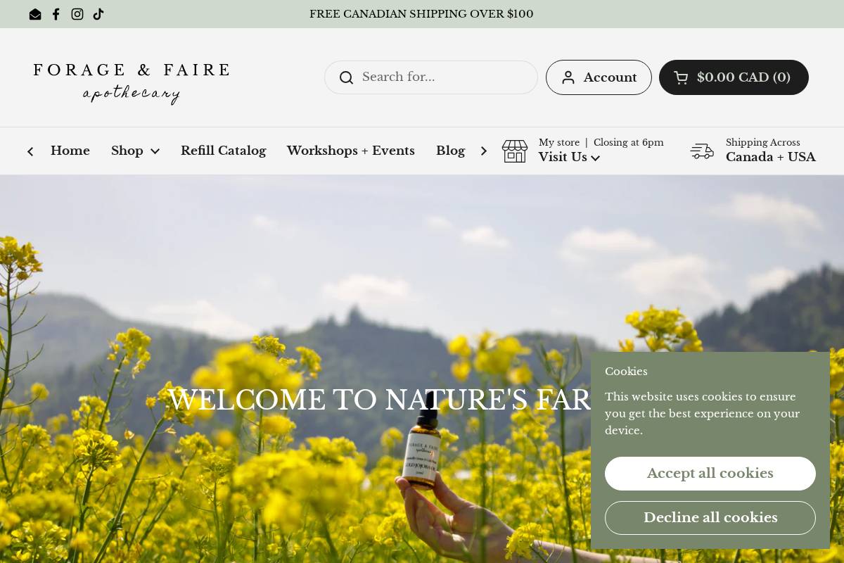 forageandfaire.com homepage screenshot