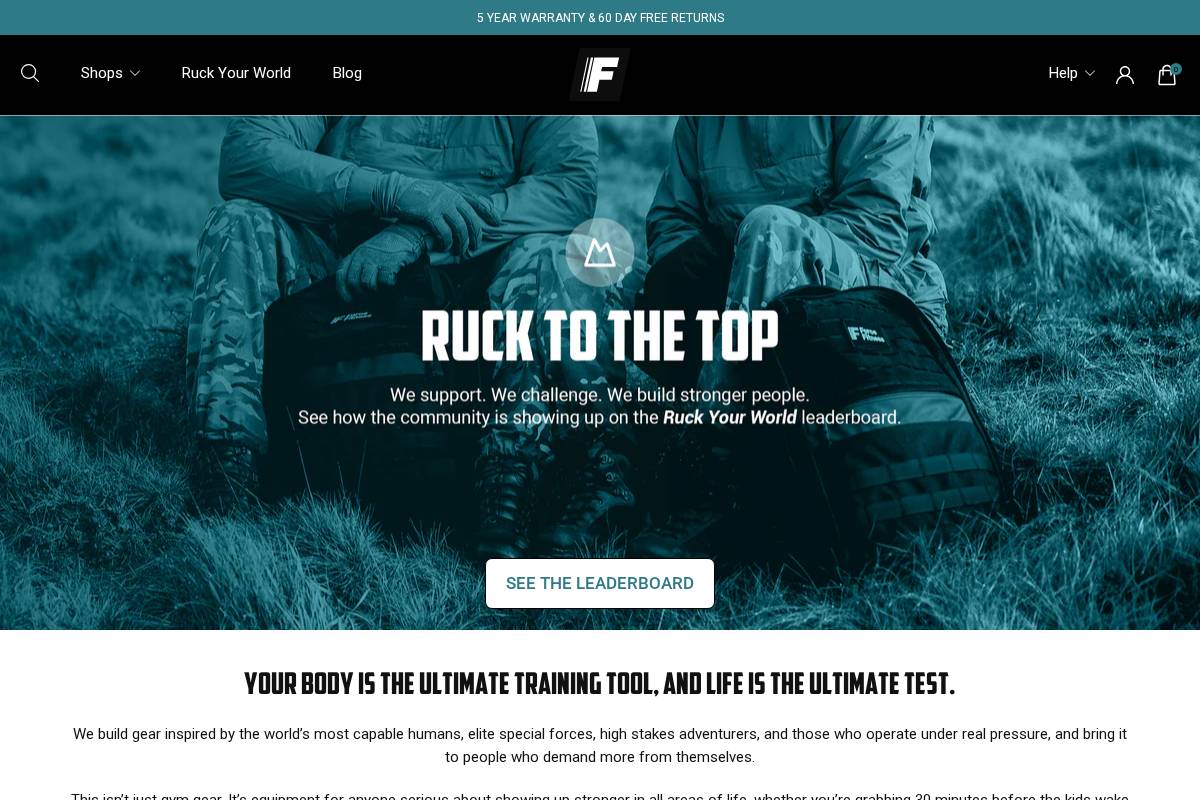 Force Fit homepage screenshot