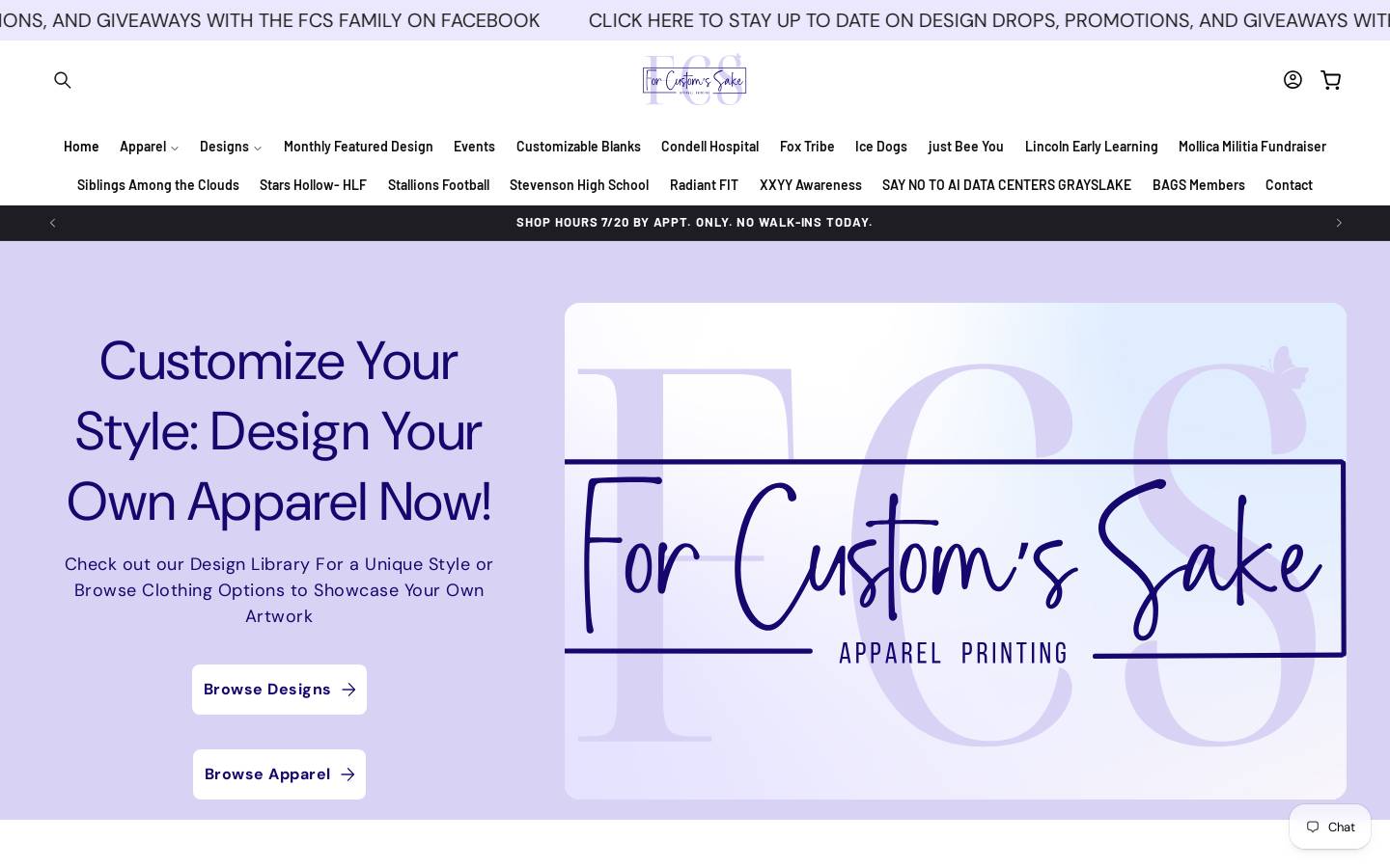 forcustomssake.com homepage screenshot