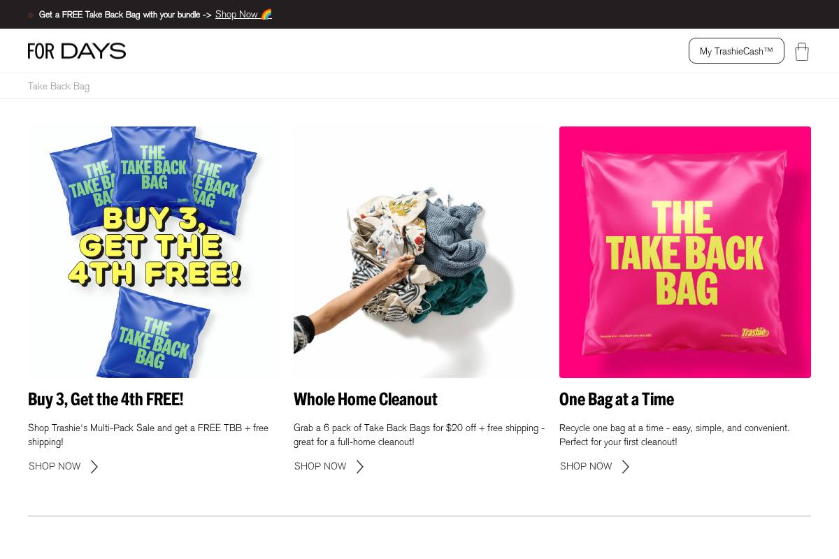 For Days homepage screenshot