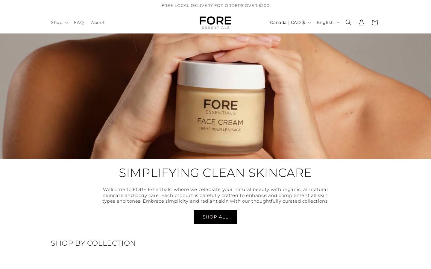 foreessentials.ca homepage screenshot